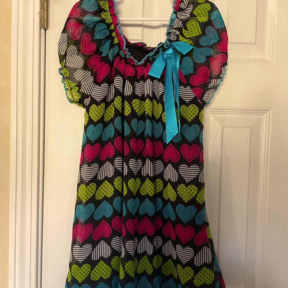 Cute🥰Black & Multicolored Heart💜 Dress👗by Tempted Girl👧🏻Sz 6
